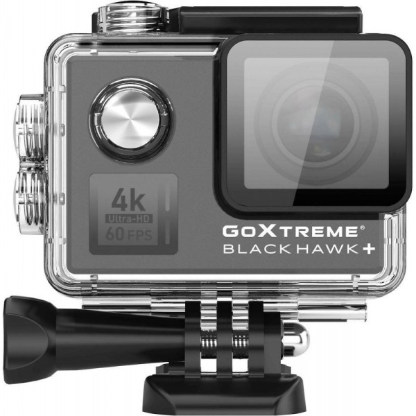 EasyPix GoXtreme Black Hawk+ Action Camera 4K Ultra HD Υποβρύχια (με Θήκη) Μαύρη με Οθόνη 2"