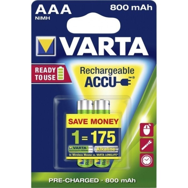 Varta Rechargeable Accu Επαναφορτιζόμενες Μπαταρίες AAA Ni-MH 800mAh 1.2V 2τμχ