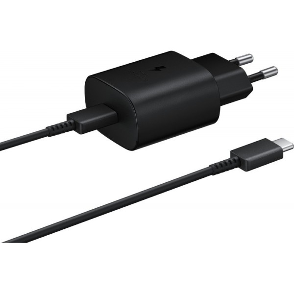 Samsung Φορτιστής με Θύρα USB-C και Καλώδιο USB-C 25W Μαύρος