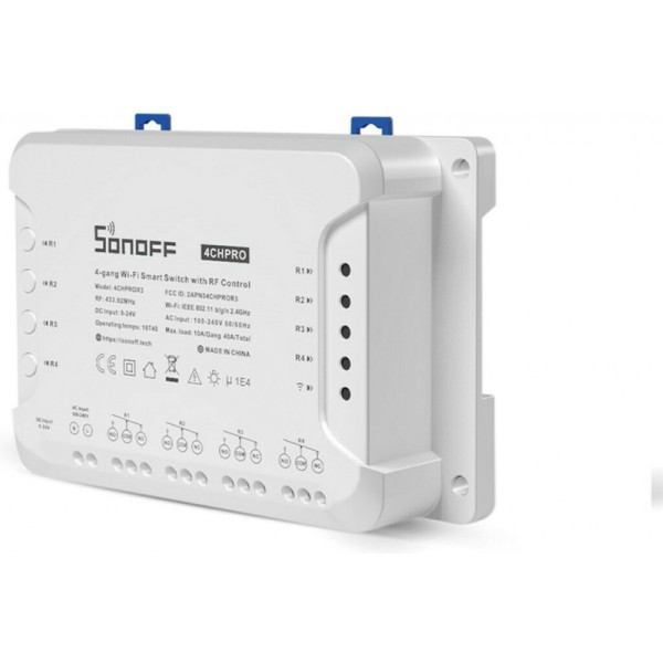 Sonoff 4CH PRO R3 Smart Ενδιάμεσος Διακόπτης με Wi-Fi και RF σε Λευκό Χρώμα